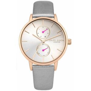DAISY DIXON Leather Dress Watch with Minimalist Design Women Gray Watches